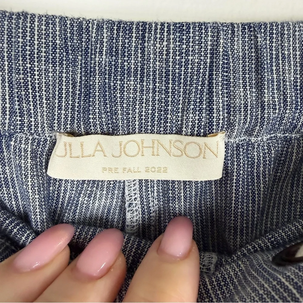 Ulla Johnson Granite Gray Blue Stripe Gracie Drawstring Shorts 8